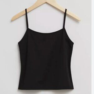 &OtherStories Strappy Scoop Neck Cotton Top | Black